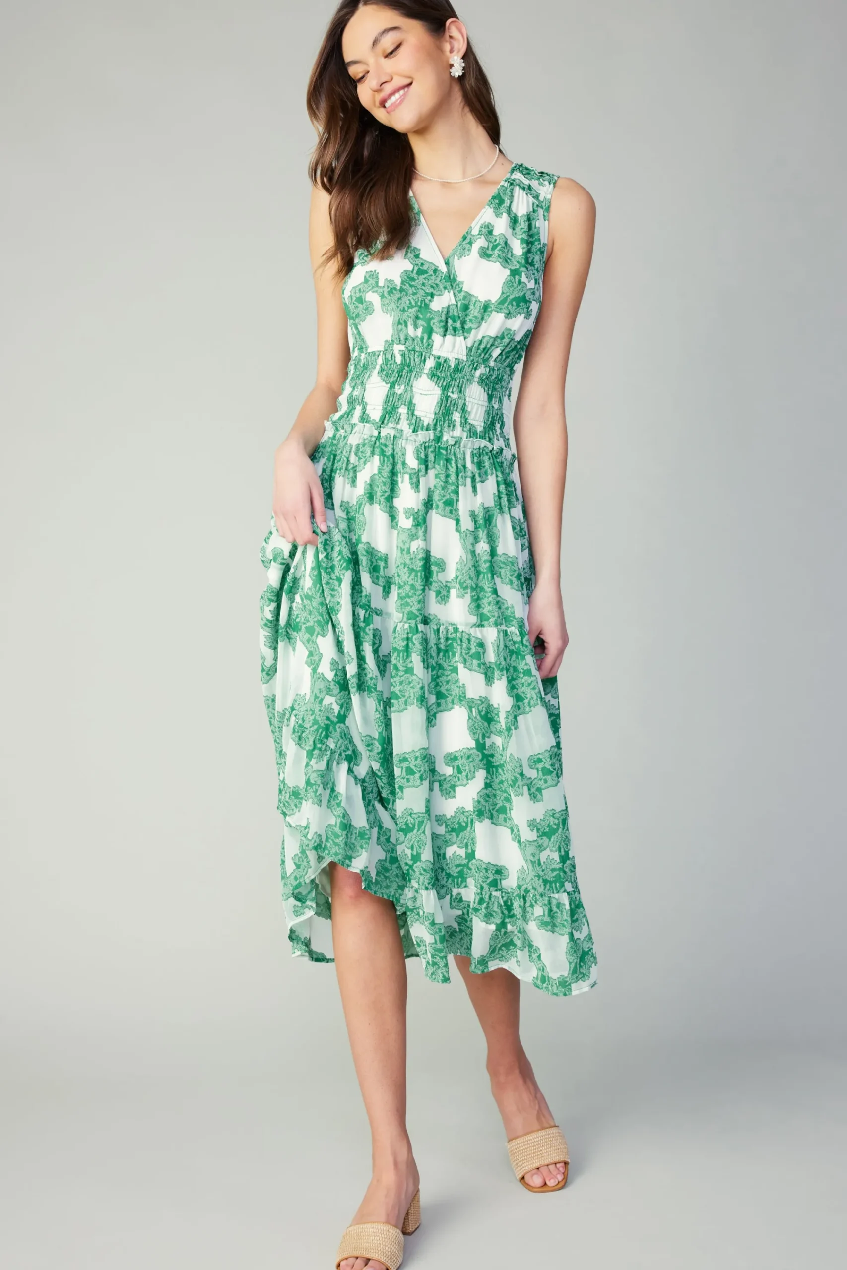 Current Air Midi Dresses-Abstract Motif Maxi Dress DEEPMINT