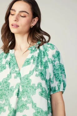 Current Air Short Sleeve Tops-Abstract Motif Top DEEPMINT