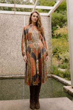 Current Air Midi Dresses-Adelaide Midi Dress BROWNMLT