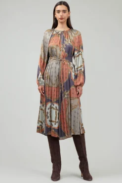 Current Air Midi Dresses-Adelaide Midi Dress BROWNMLT