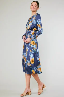 Current Air Midi Dresses-Aida Floral Midi Dress FloralBlueMlt