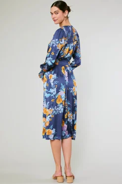 Current Air Midi Dresses-Aida Floral Midi Dress FloralBlueMlt