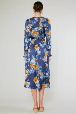 Current Air Midi Dresses-Aida Floral Midi Dress FloralBlueMlt