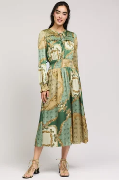 Current Air Midi Dresses-Aida Smocked Midi Dress OLIVEMLT