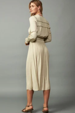 Current Air Midi Dresses-Aida Smocked Midi Dress TAUPE