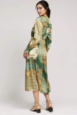 Current Air Midi Dresses-Aida Smocked Midi Dress OLIVEMLT
