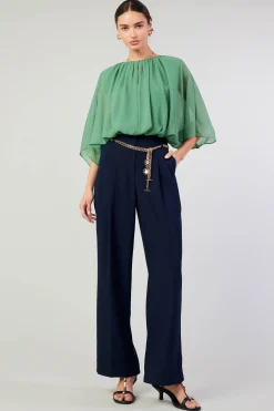 Current Air Long Sleeve Tops-Alessia Dolman Sleeved Blouse LEAFGREEN