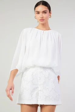Current Air Long Sleeve Tops-Alessia Dolman Sleeved Blouse WHITE