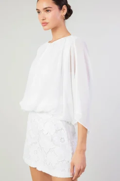 Current Air Long Sleeve Tops-Alessia Dolman Sleeved Blouse WHITE