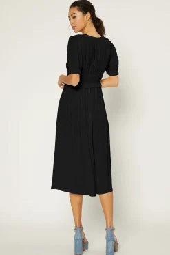 Current Air Maxi Dresses-Amelia Pleated Maxi Dress BLACK