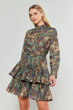 Current Air Mini Dresses-Anberlin Mini Dress TAUPEPAISLEY