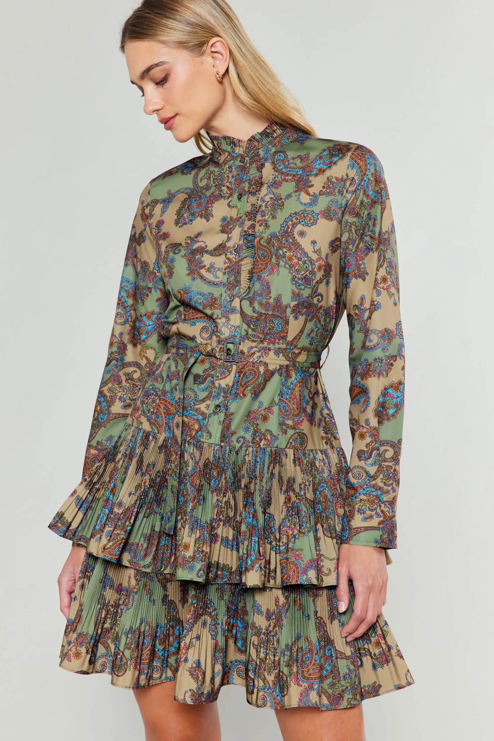 Current Air Mini Dresses-Anberlin Mini Dress TAUPEPAISLEY