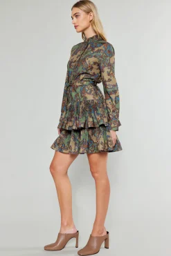 Current Air Mini Dresses-Anberlin Mini Dress TAUPEPAISLEY
