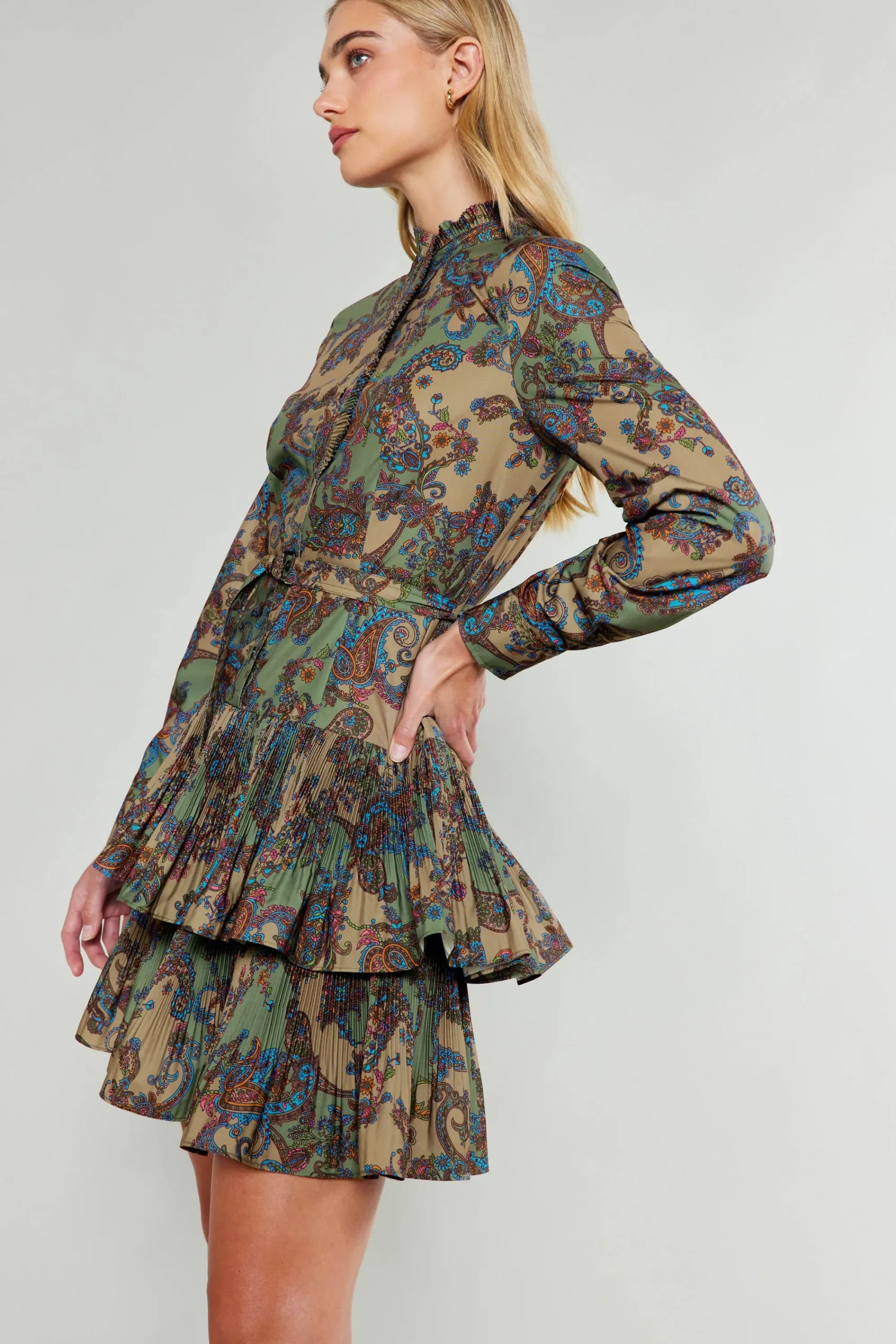 Current Air Mini Dresses-Anberlin Mini Dress TAUPEPAISLEY