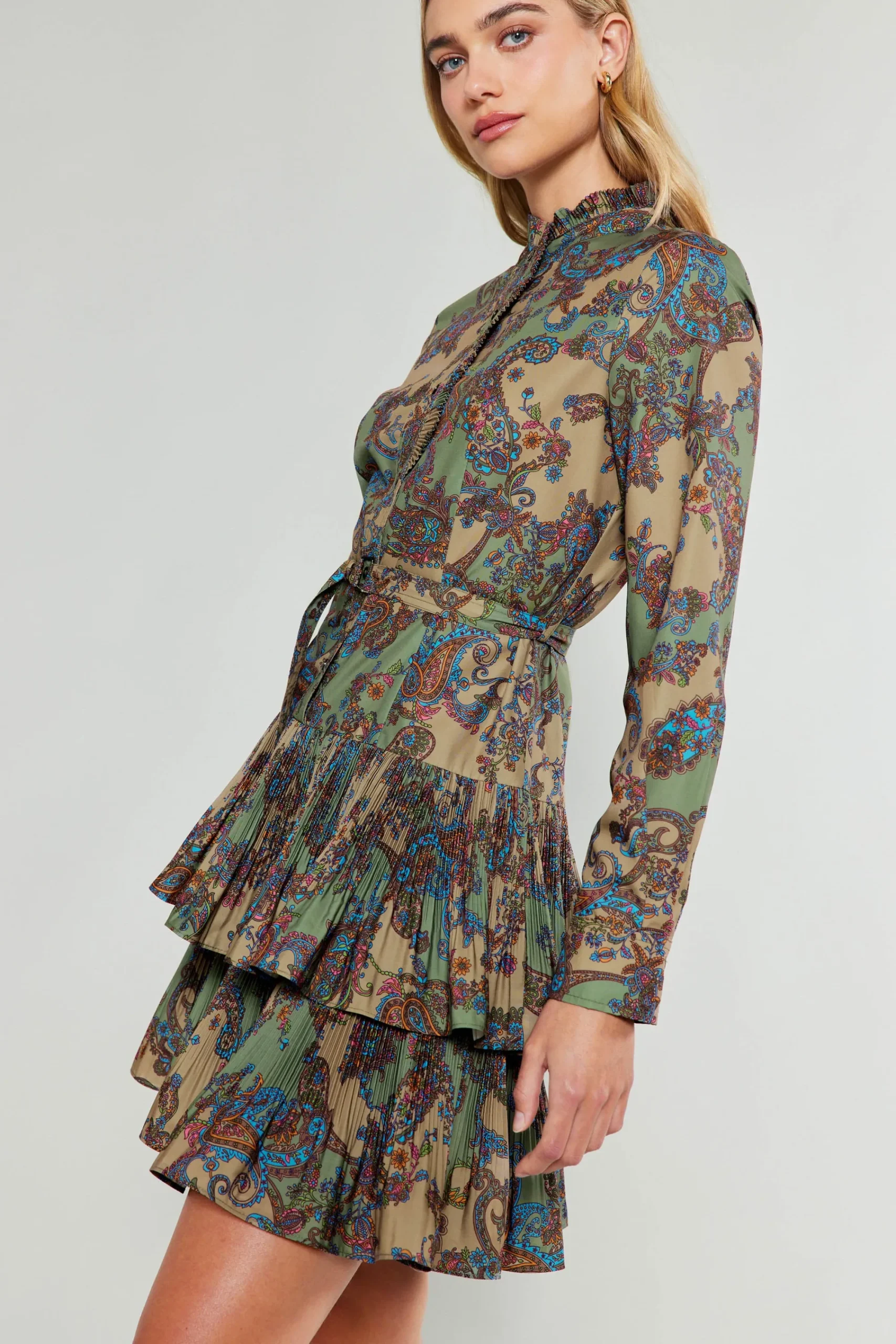 Current Air Mini Dresses-Anberlin Mini Dress TAUPEPAISLEY