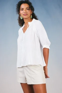 Current Air Short Sleeve Tops | Long Sleeve Tops-Angelica Pleated Blouse WHITE
