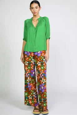Current Air Short Sleeve Tops | Long Sleeve Tops-Angelica Pleated Blouse SPRINGGREEN