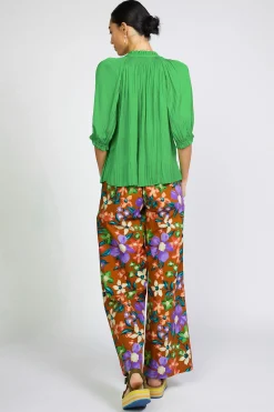 Current Air Short Sleeve Tops | Long Sleeve Tops-Angelica Pleated Blouse SPRINGGREEN