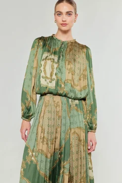 Current Air Skirts-Asymmetrical Vintage Print Skirt OLIVEMLT
