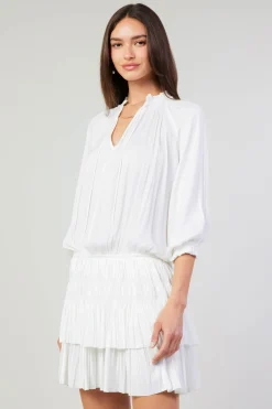 Current Air Mini Dresses-Aurelie Pleated Mini Dress WHITE
