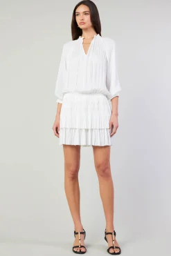 Current Air Mini Dresses-Aurelie Pleated Mini Dress WHITE