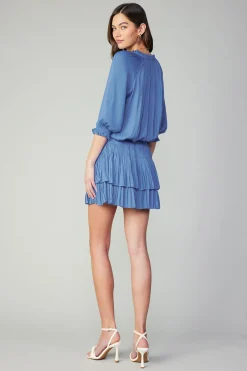 Current Air Mini Dresses-Aurelie Pleated Mini Dress FADEDBLUE