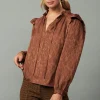 Current Air Long Sleeve Tops-Autumn Puff Sleeve Blouse CARAMEL