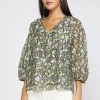Current Air Short Sleeve Tops | Long Sleeve Tops-Baroque Floral Raglan Blouse BLACKFLORAL