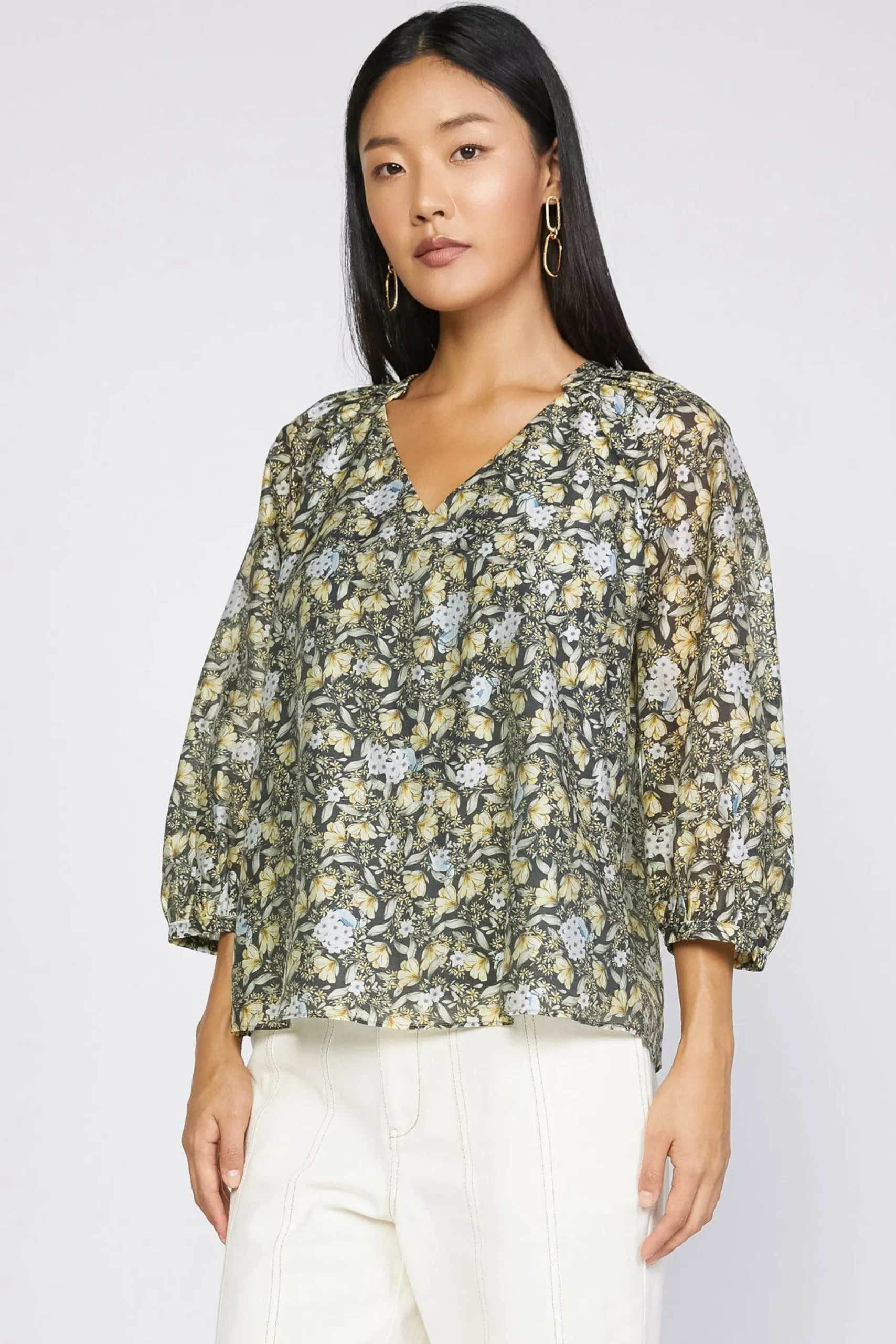Current Air Short Sleeve Tops | Long Sleeve Tops-Baroque Floral Raglan Blouse BLACKFLORAL