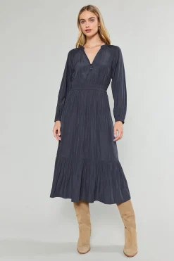 Current Air Midi Dresses-Belle Midi Dress CHARCOAL