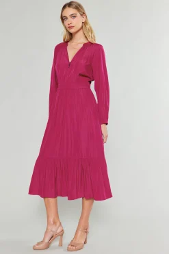 Current Air Midi Dresses-Belle Midi Dress DEEPFUCHSIA