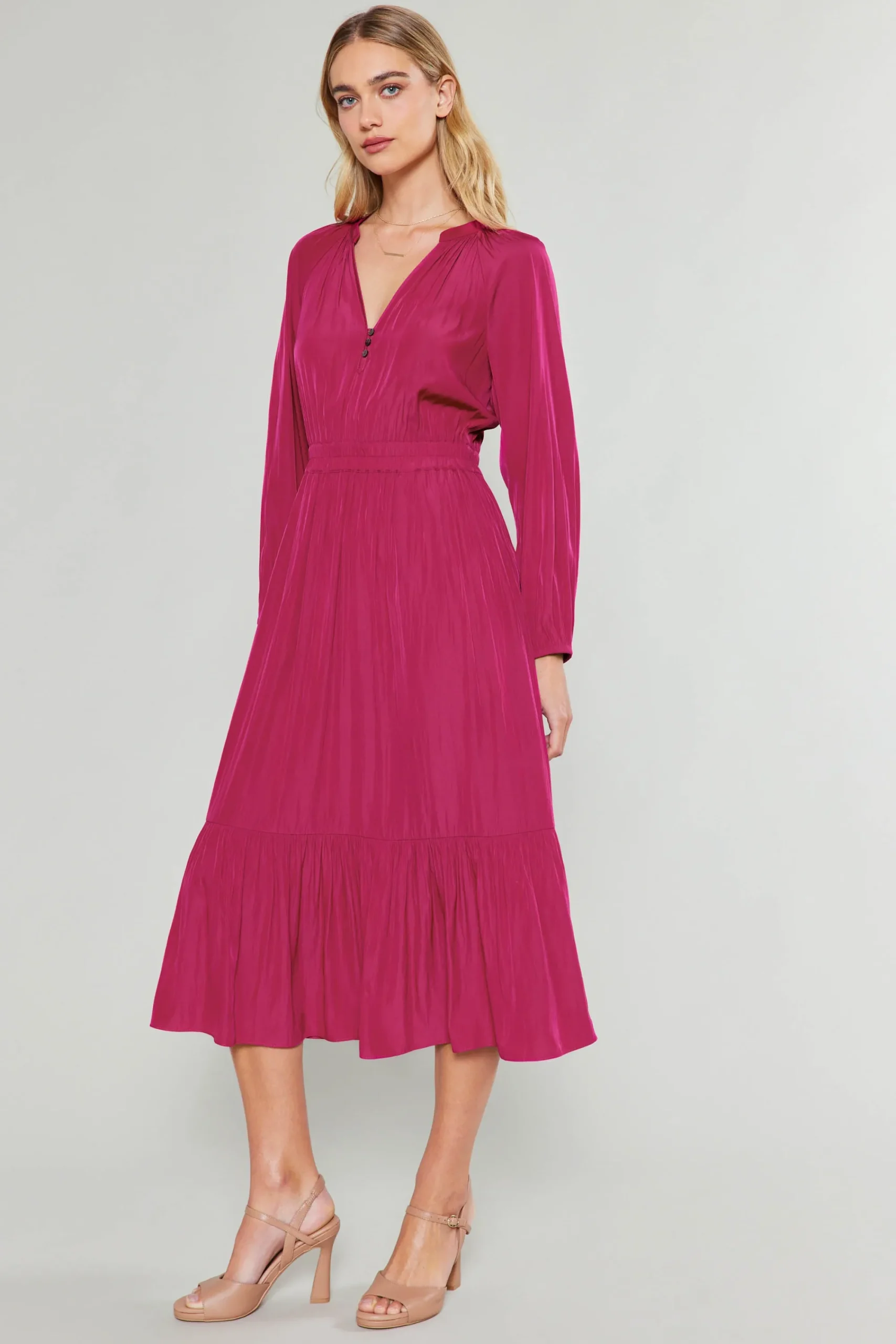 Current Air Midi Dresses-Belle Midi Dress DEEPFUCHSIA