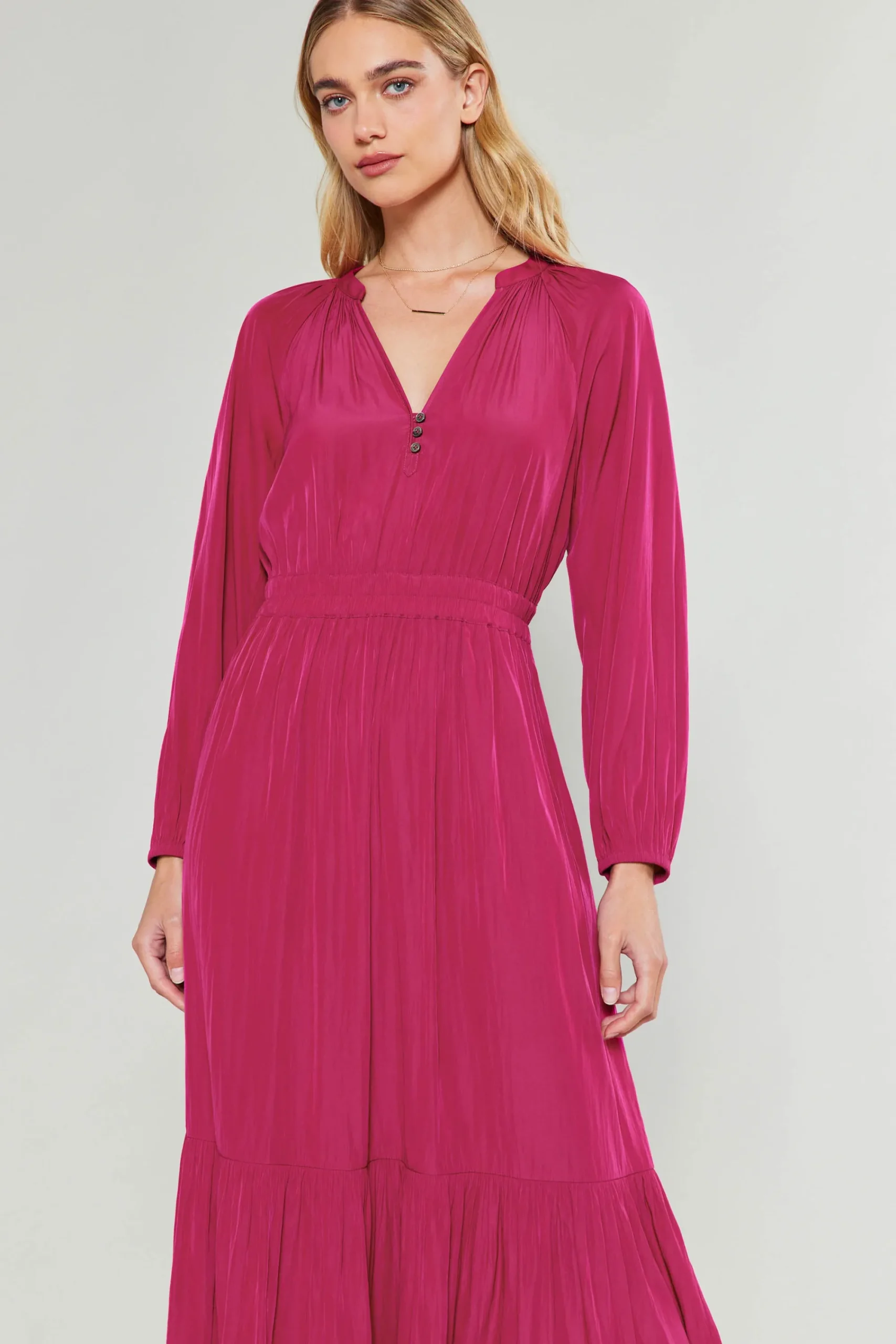Current Air Midi Dresses-Belle Midi Dress DEEPFUCHSIA