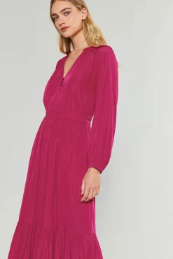 Current Air Midi Dresses-Belle Midi Dress DEEPFUCHSIA