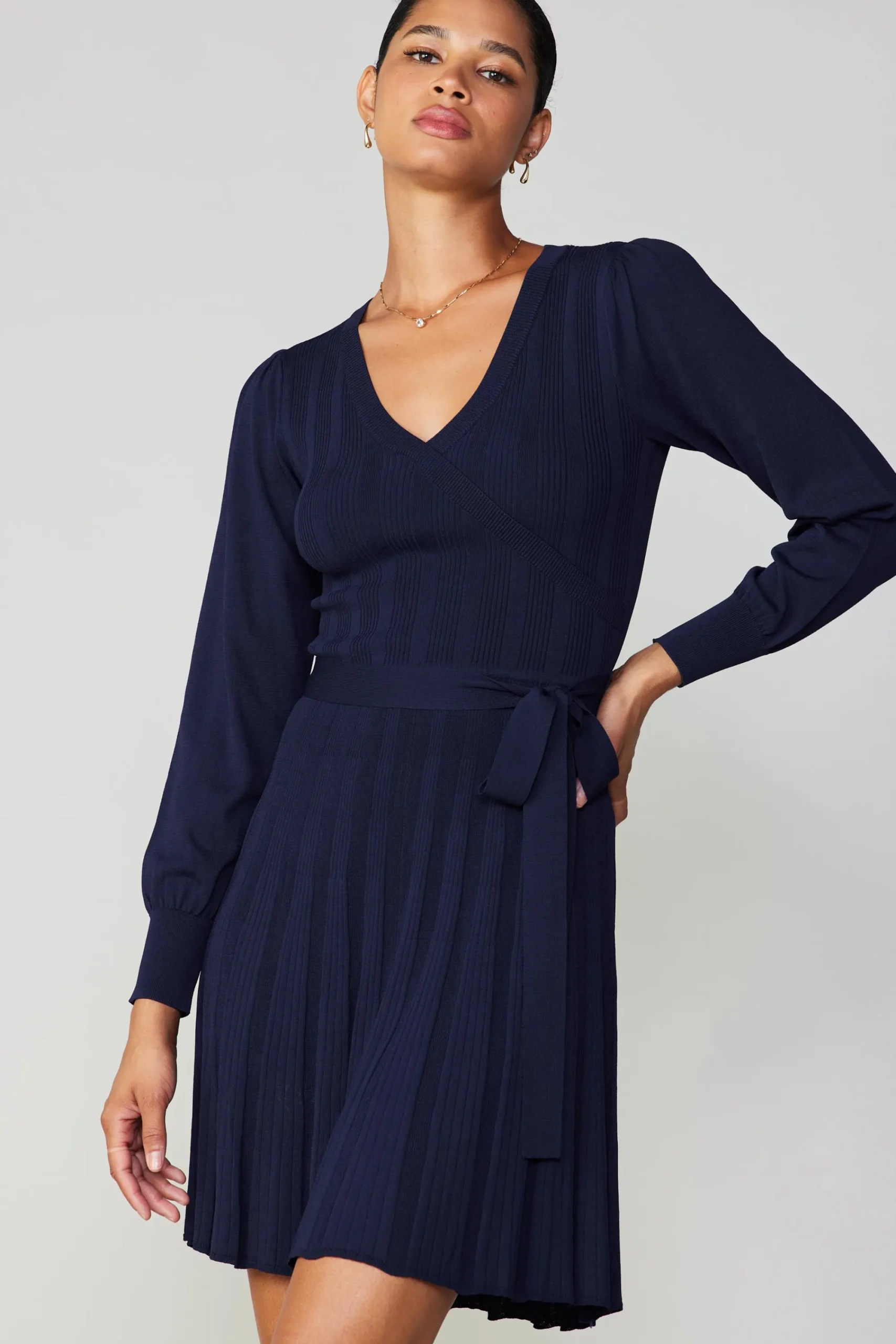 Current Air Knitwear | Mini Dresses-Belted Knit Mini Dress NAVY