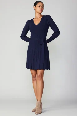 Current Air Knitwear | Mini Dresses-Belted Knit Mini Dress NAVY