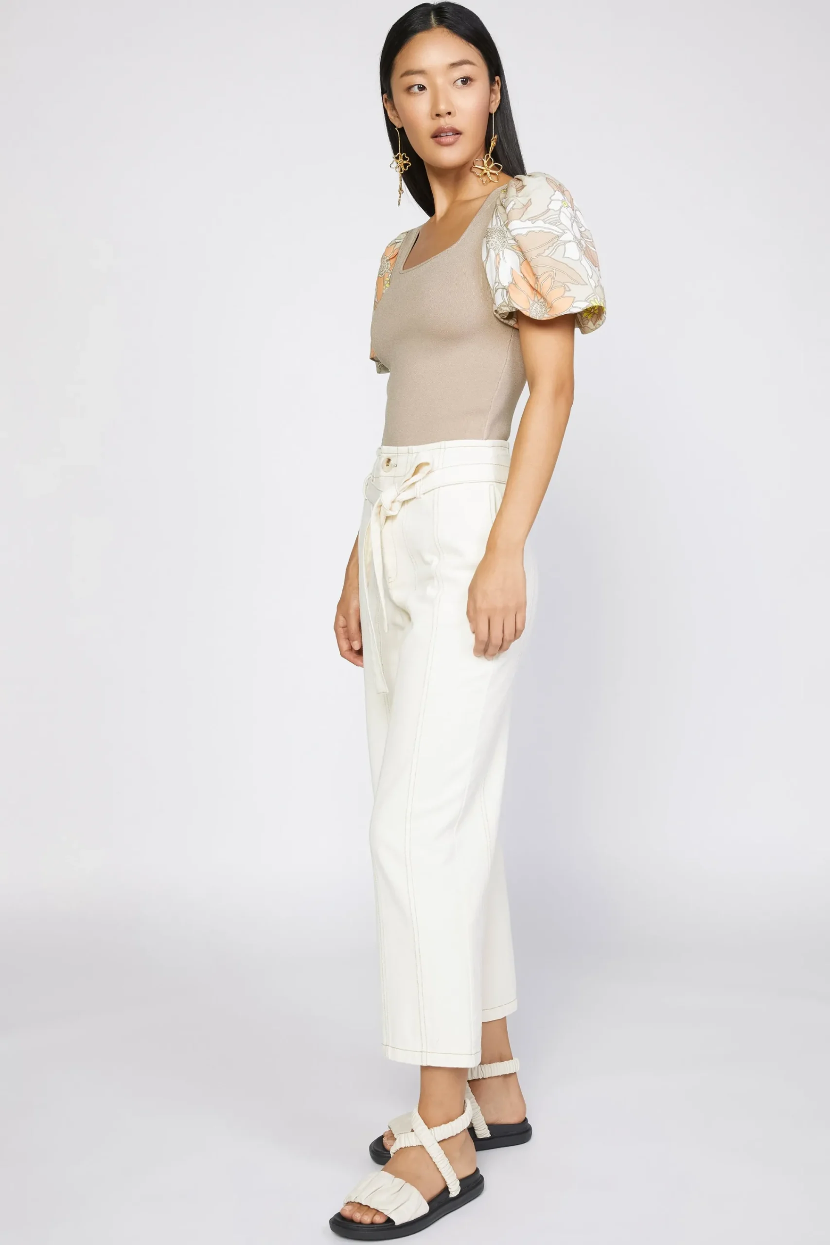 Current Air Pants-Belted Straight Leg Pant NATURAL