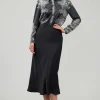 Current Air Skirts-Bias Midi Skirt BLACK