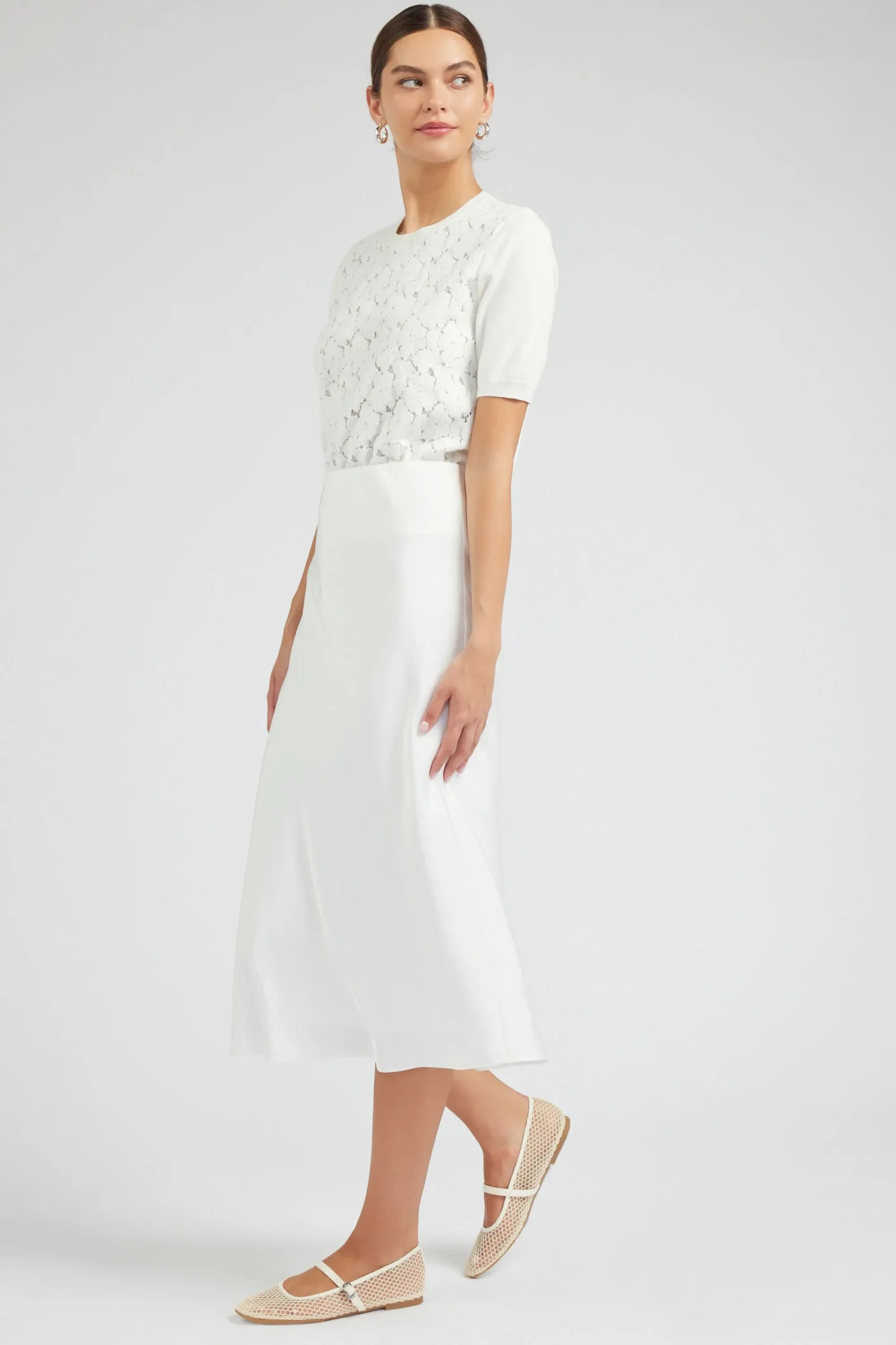 Current Air Skirts-Bias Midi Skirt OFFWHITE