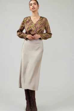 Current Air Skirts-Bias Midi Skirt LATTE