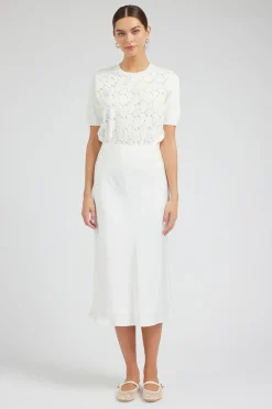 Current Air Skirts-Bias Midi Skirt OFFWHITE