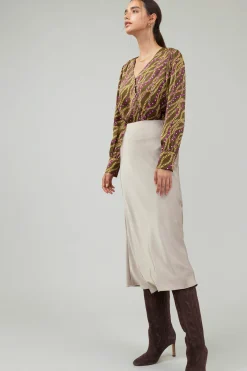 Current Air Skirts-Bias Midi Skirt LATTE
