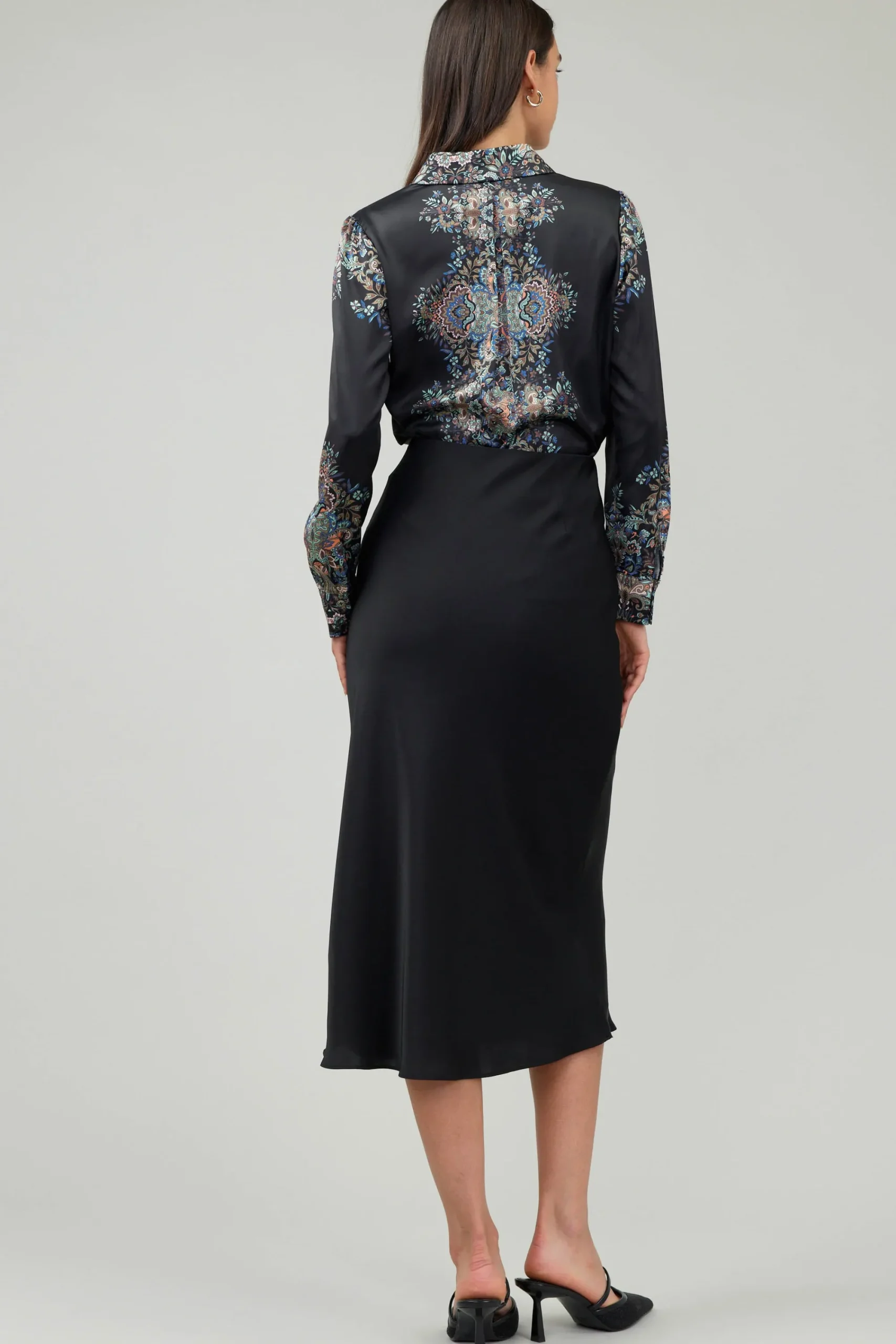 Current Air Skirts-Bias Midi Skirt BLACK