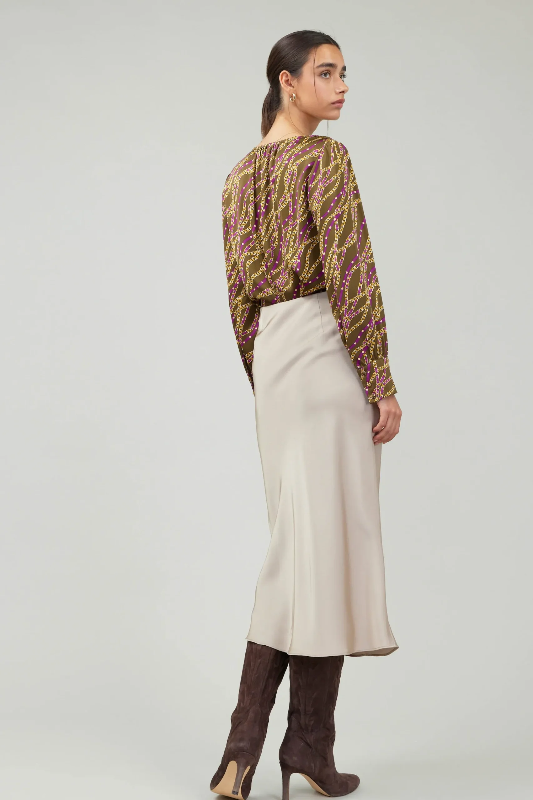 Current Air Skirts-Bias Midi Skirt LATTE