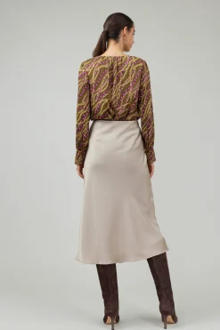 Current Air Skirts-Bias Midi Skirt LATTE