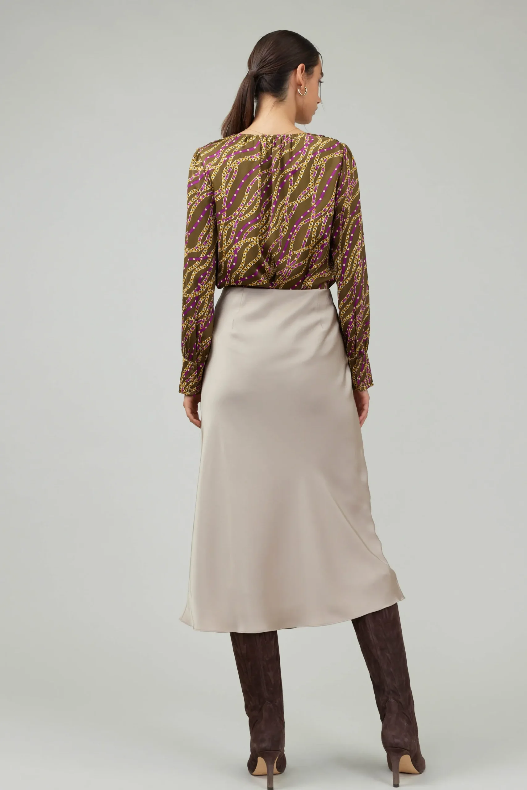 Current Air Skirts-Bias Midi Skirt LATTE