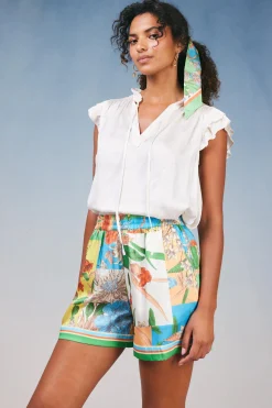 Current Air Shorts-Border Print Floral Block Shorts FLORALSTRIPEMLT