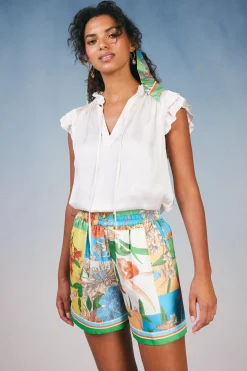 Current Air Shorts-Border Print Floral Block Shorts FLORALSTRIPEMLT