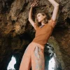 Current Air Pants-Border Print Retro Floral Pants BROWN