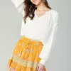 Current Air Skirts-Border Print Tiered Mini Skirt YELLOWMLT